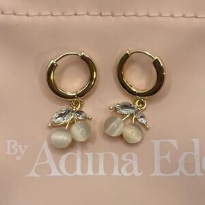 Cherry Huggie Earrings Marquise Crystal Adina Eden 14K Gold Plated New Jewelry
